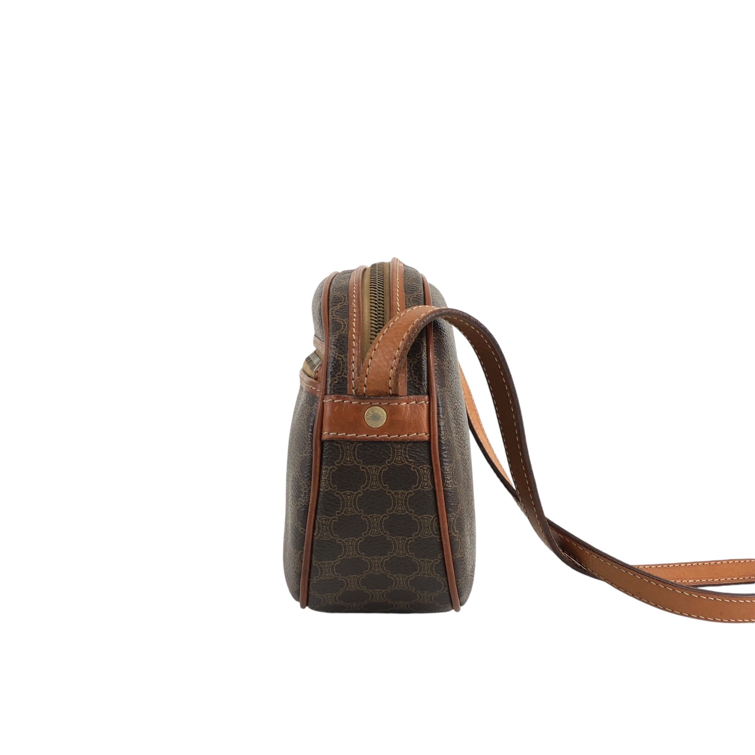 セリーヌ マカダム ショルダーバッグ ブラウン レザー CELINE セリーヌ マカダム ショルダーバッグ ブラウン PVC