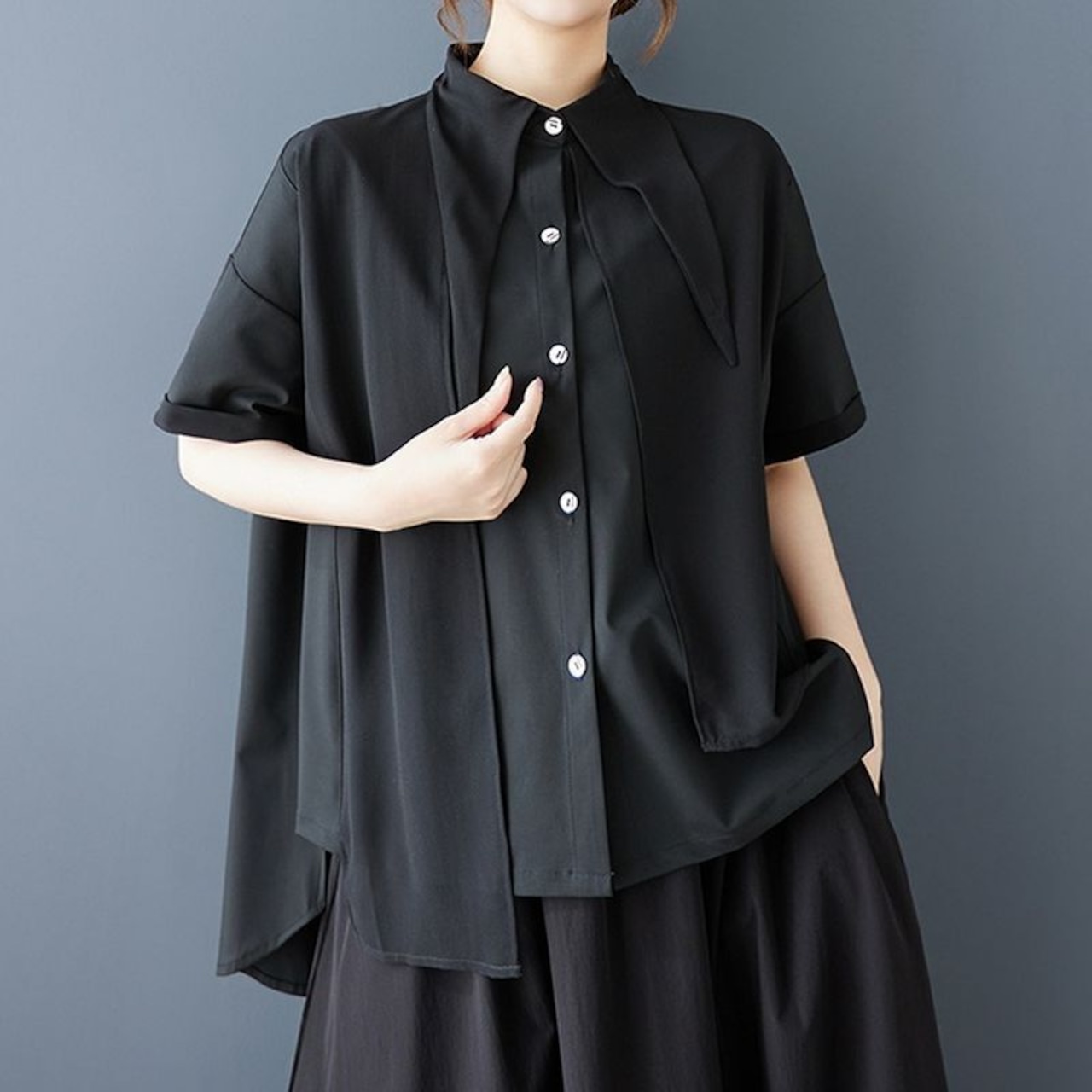 ロングカラー バックプリーツ シャツ  30079