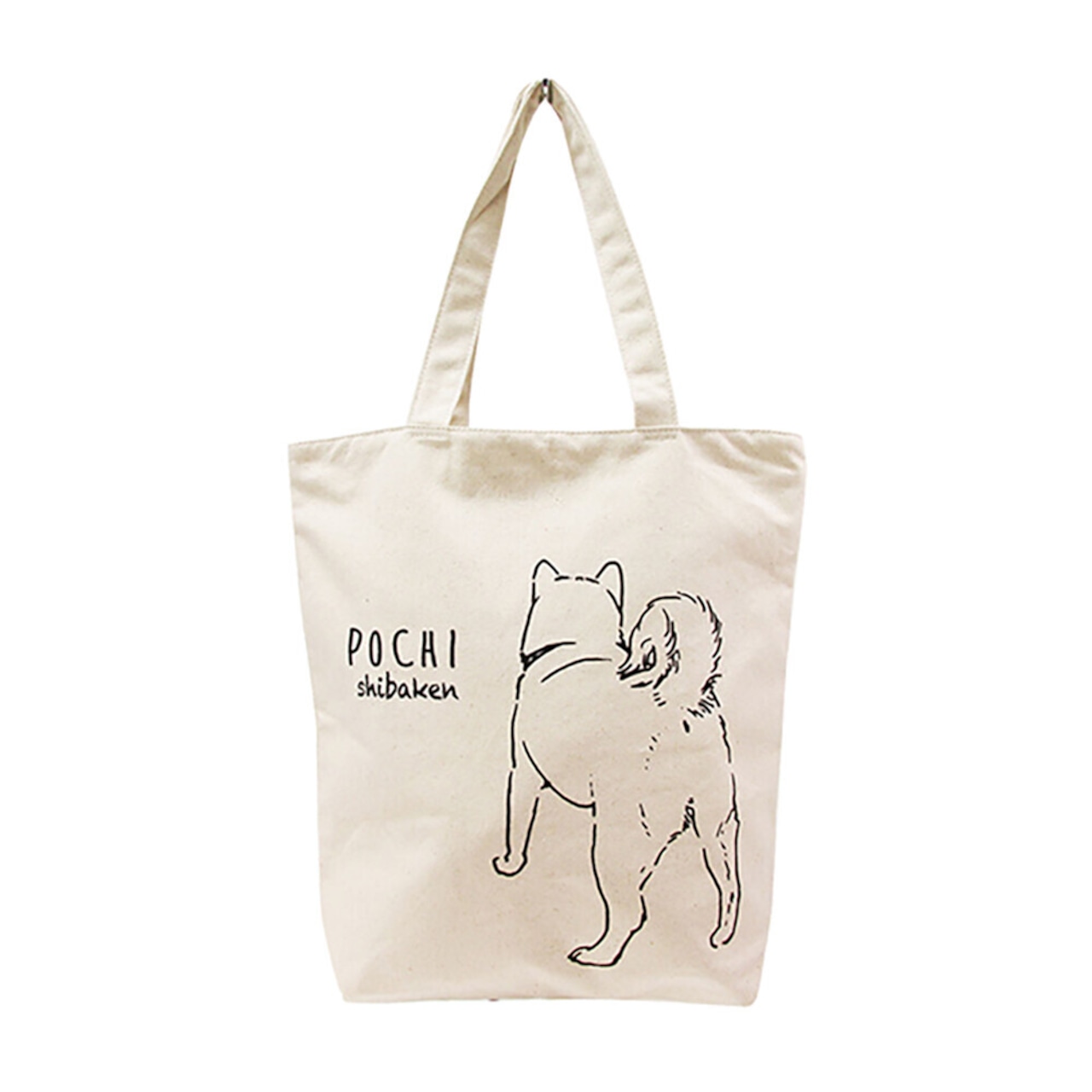 アニマルトートバッグオフホワイト色　シバ／ブルドッグ／ビジョン／パンダ／ねこ