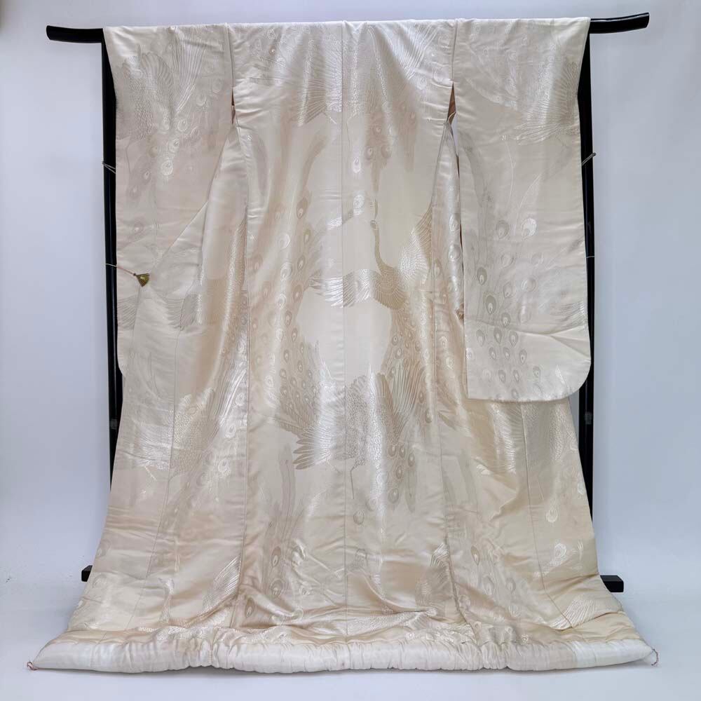 白打掛 白無垢 正絹 鶴 白 打掛 花嫁衣裳 婚礼 リサイクル 中古 ブライダル ウエディング 着物 5028