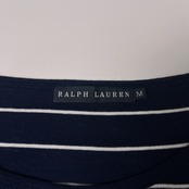 RALPH LAUREN ラルフローレン マリン ボーダー 五分袖 Tシャツ M/ネイビー/半袖/インパクト21