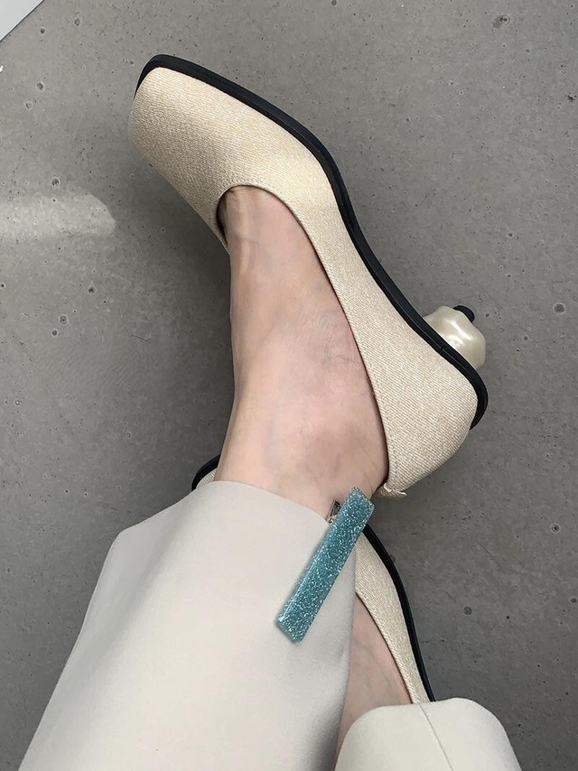 Square toe design heel pumps（スクエアトゥデザインヒールパンプス）c-256