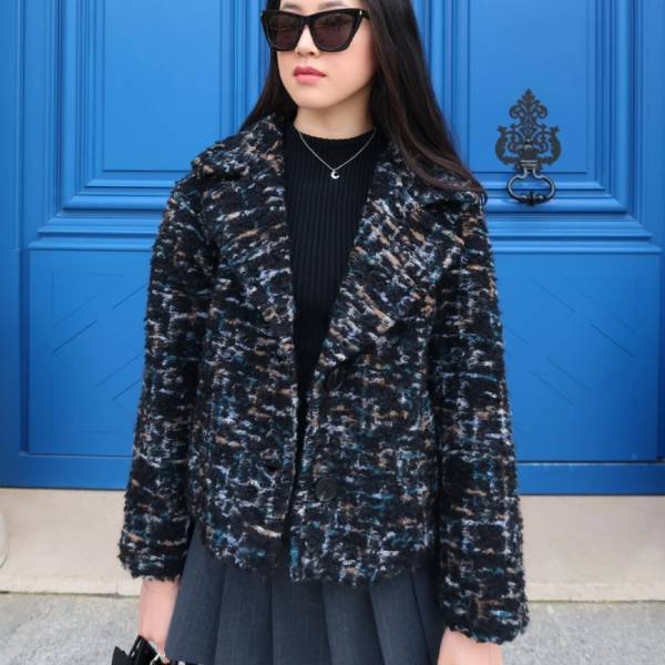 多色ツイード ウールショートコート 6色展開 レディースアウター