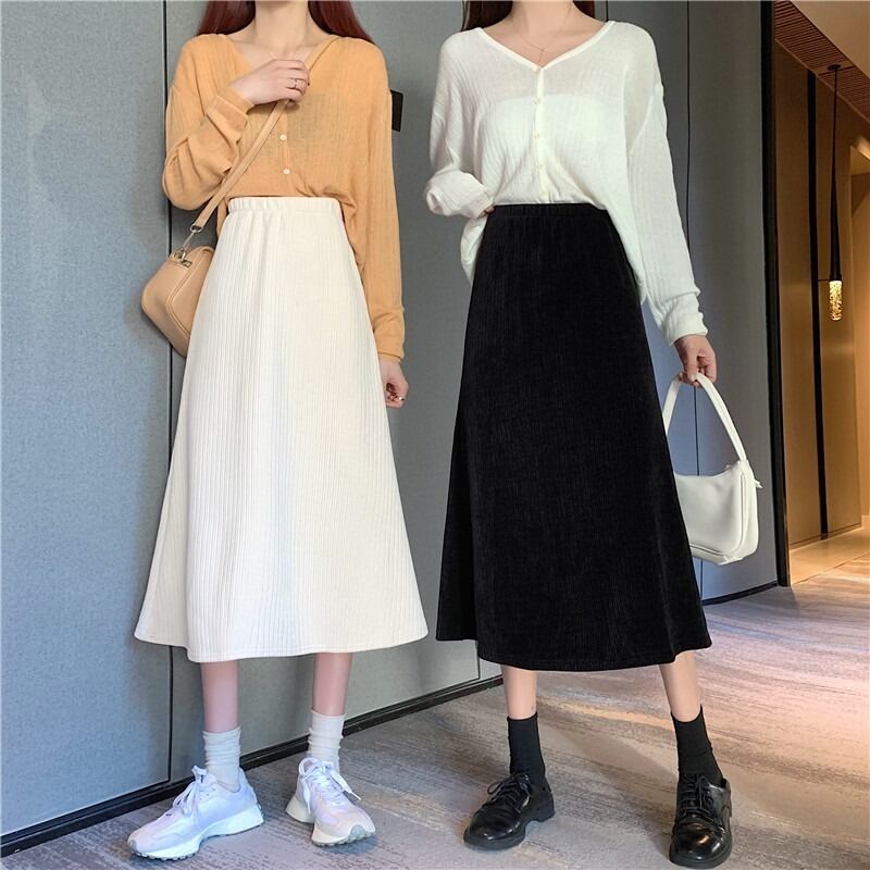 スタンダードコーデュロイスカート レトロ YY-ファッション48698453590