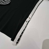 adabat アダバット ボーダー柄 切替ハーフジップ 七分袖 シャツ 天竺コットン サイズ 40 /レディース/ゴルフ/ワールド/日本製/ブラック
