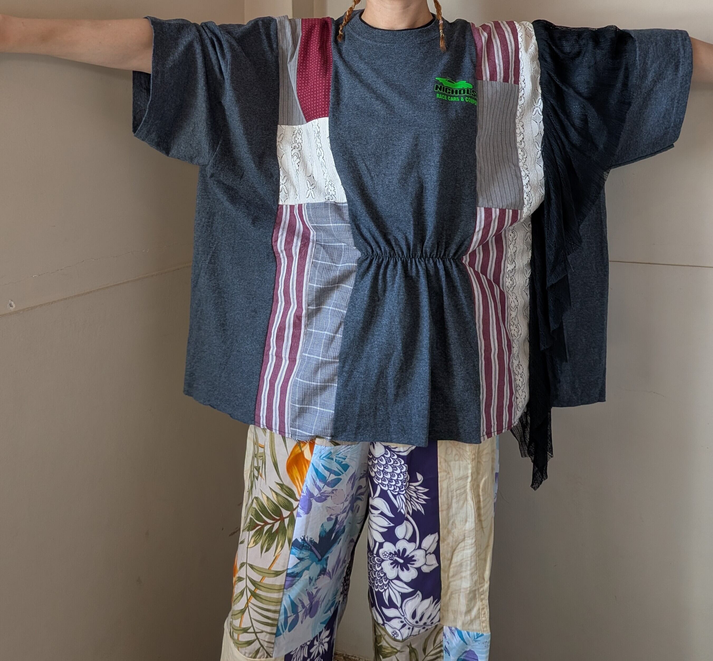 REHERSALL ］リハーズオール / リメイク 一点物 / アシメレースTシャツ