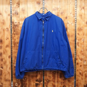 90s ralphlauren ドリズラージャケット M/スイングトップ スウィングトップ ラルフローレン フード欠損 ブルー