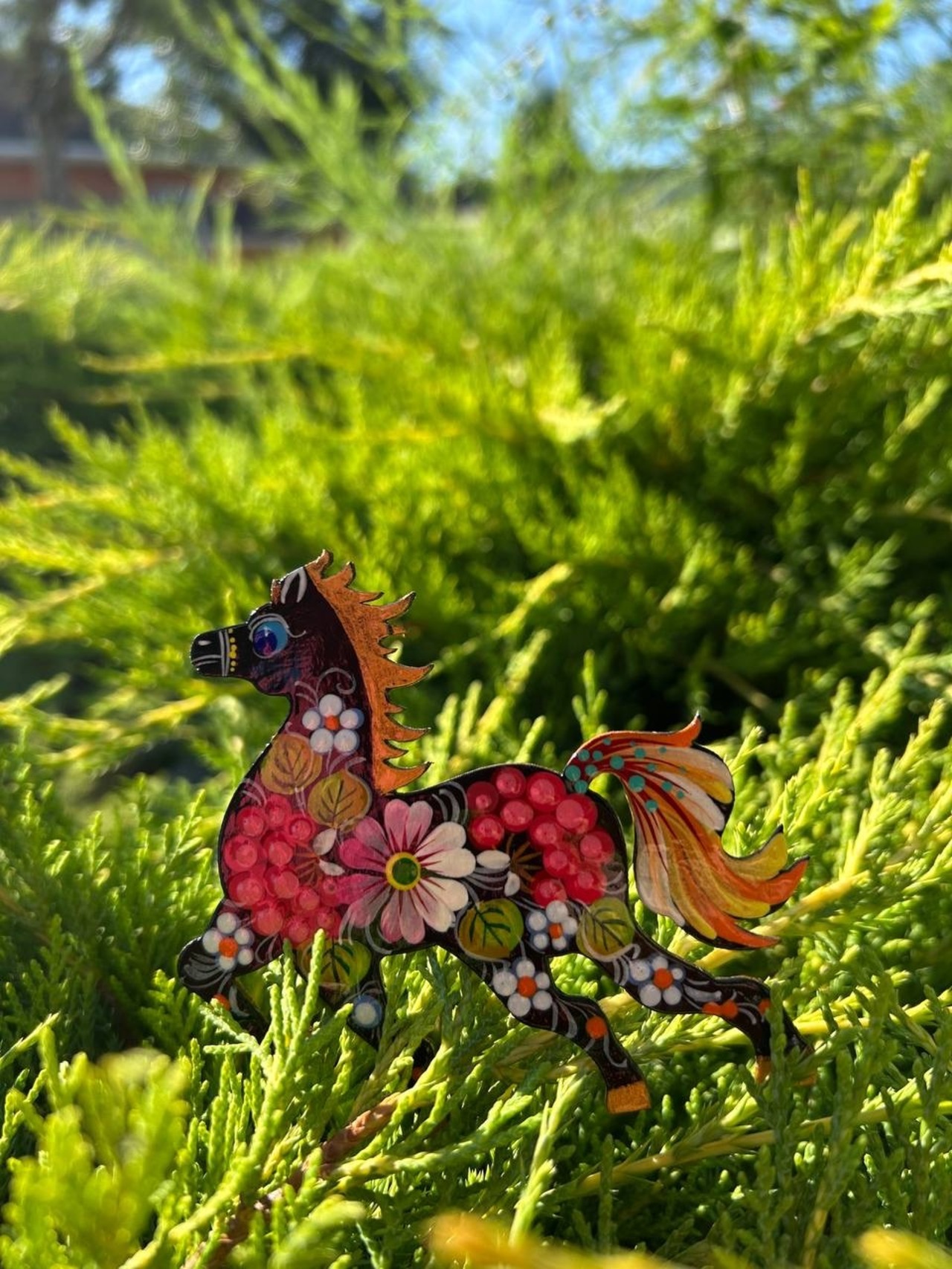 ペトリキフカ塗り　木製マグネット 　ホース　馬（Khomenko作） - 3
