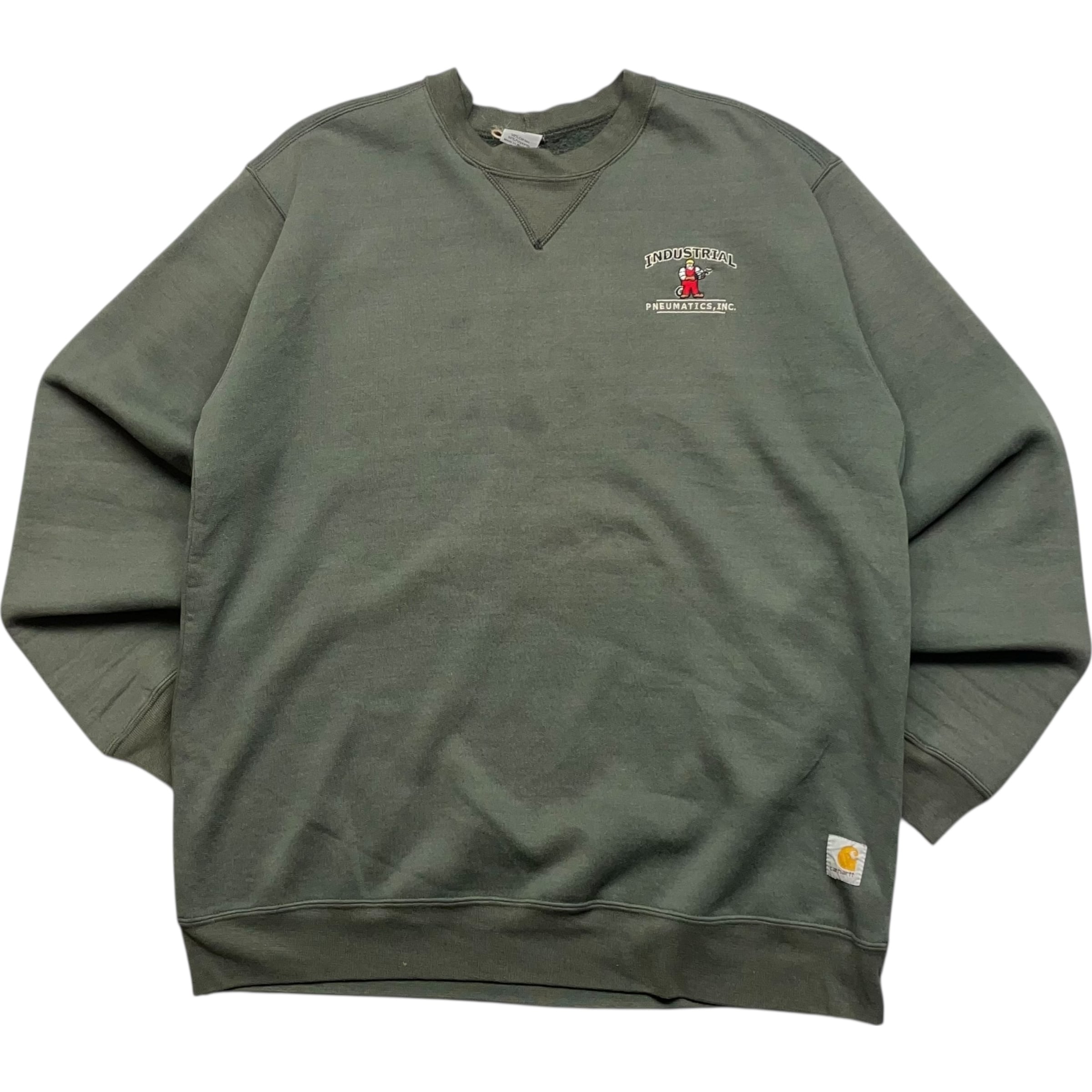《L》 Carhartt カーハート スウェット 刺繍イラスト グリーン no.9376