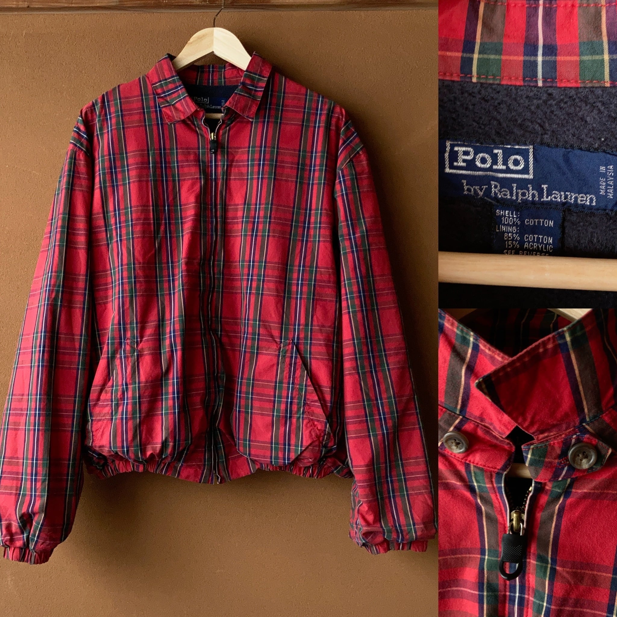 90's~ POLO by Ralph Lauren スウィングトップ 裏地フリース付き チェック柄 SIZE L【1015A31】