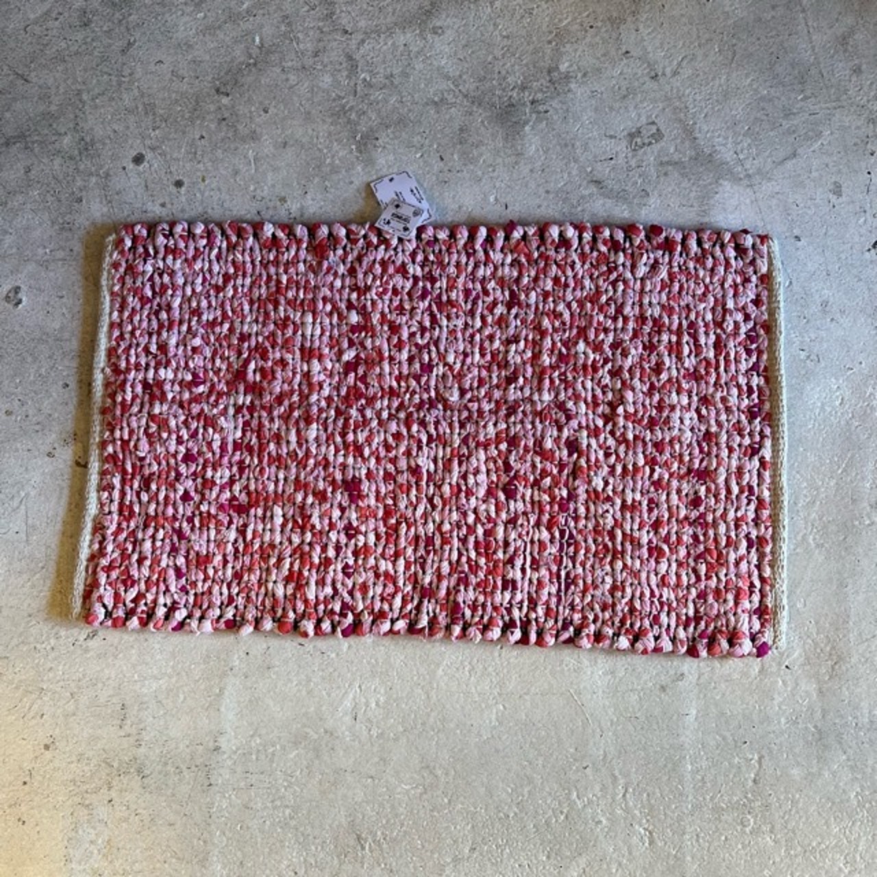 TOPANGA Homefurnishing　Recycle Cloth Rug Pink　50×80cm　リサイクルクロスラグ　ピンク　玄関マット　ベッド　ラグマット　リビング　玄関　椅子　サイドテーブル　コットン