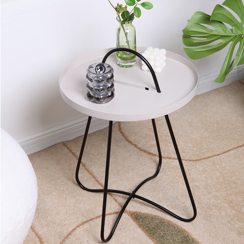 サイドテーブル 丸型 メタル トレイ モダン アイアン ティーテーブル リビングソファ 机 リビング バスルーム ミニマリスト 一人暮らし シンプル おしゃれ スタイリッシュ 韓国