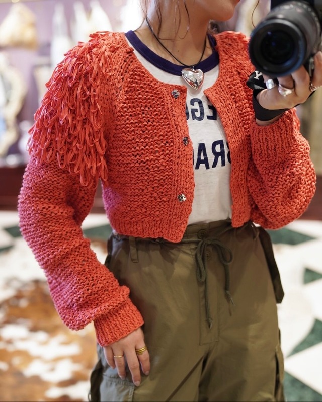 RhodolirioN(ロドリリオン)  “Fringe Cardigan-Ribbon Yarn”