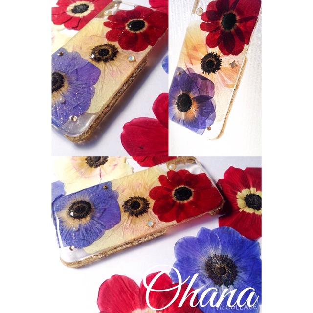 Iphone6用 3色アネモネの押し花iphoneケース Ohana Shop Iphone6用 3色アネモネの押し花iphoneケース Ohana Shop
