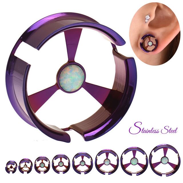 ボディピアス 12mm 14mm パープル エボリューション オパール ダブル