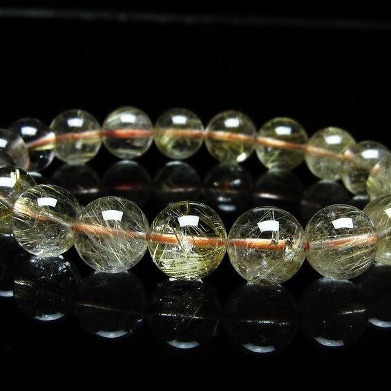 ルチルクォーツ ブレスレット 11mm タイチンルチルクォーツ タイチンルチル 一点物 メール便可 [M便 1/10] 111-48984