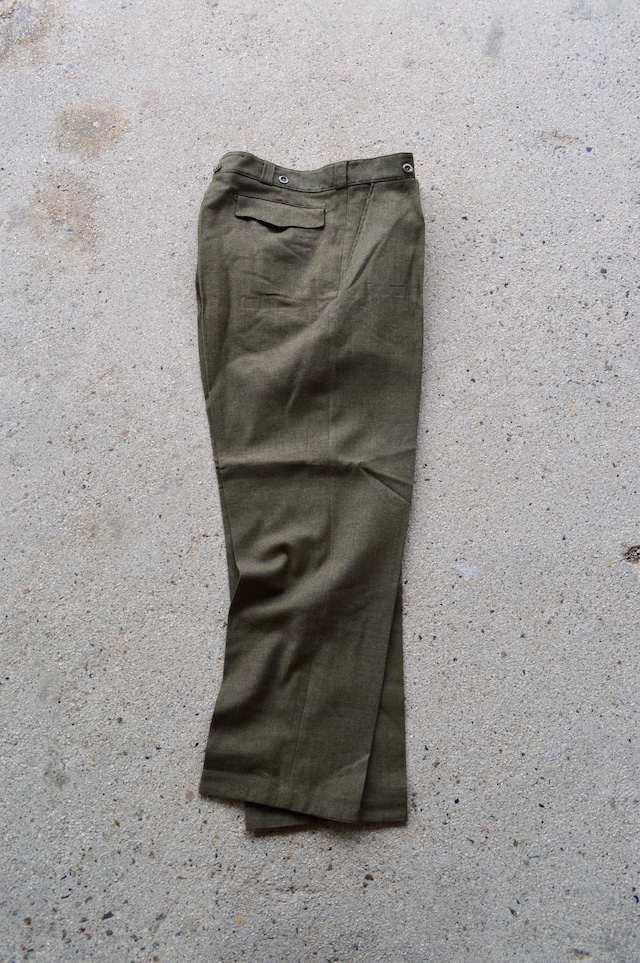 Bergian Army ABL 1968's PVBA BEGETEX社 HeavWool Gabardine Slacks Dead Stock Wool Trouser ベルギー軍 ウールスラックス ダークオリーブ