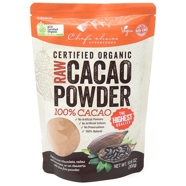 シェフズチョイス オーガニック ローカカオパウダー 300g 20-22%脂質 Organic Raw Cacao Powder クリオロ種 非加熱RAW製法