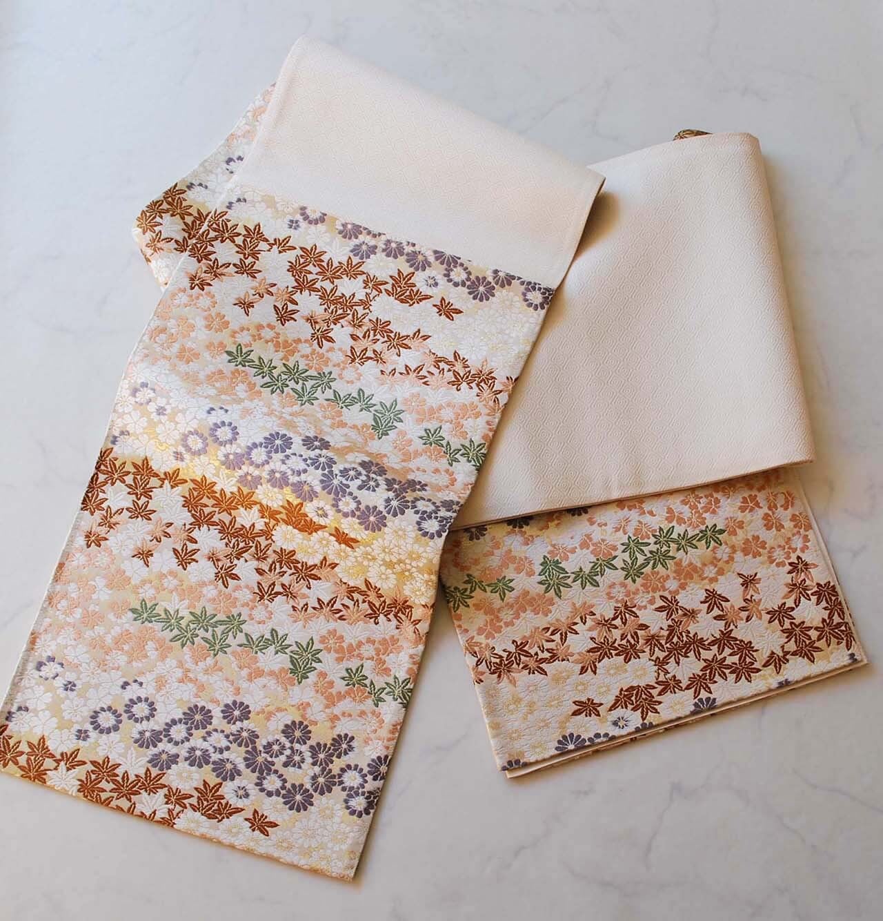 ふくろ帯】西陣製 四季花横段文 有職唐織ふくろ帯 | 大山キモノ・ちぇ