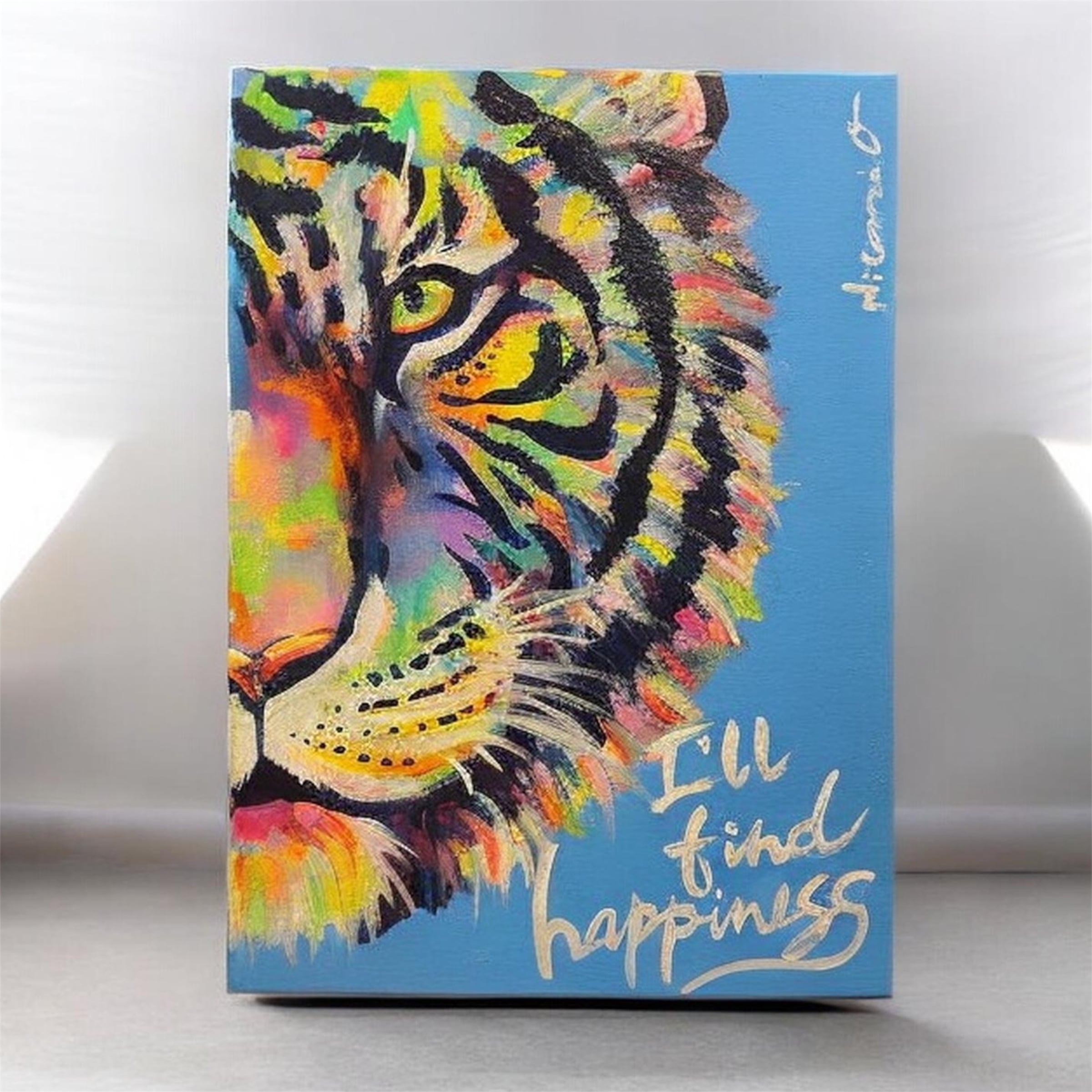 A-137/26】真作○原画 絵画 動物画 カラフルな虎 F4号キャンバス 真作 A-137/26】真作○原画 絵画 動物画 カラフルな虎 F4号キャンバス 真作