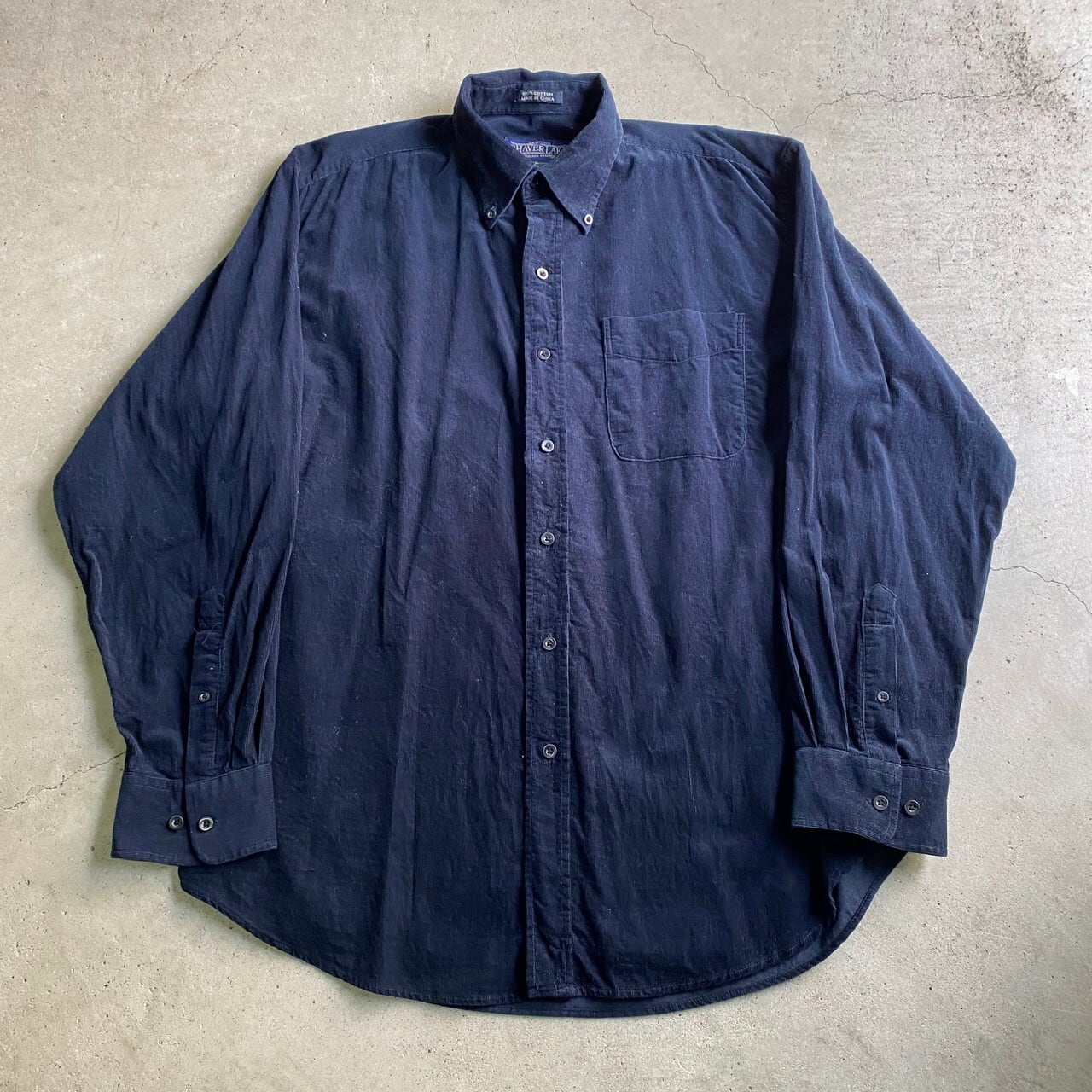 SHAVERLAKE ボタンダウン 細畝 コーデュロイシャツ 無地 長袖シャツ