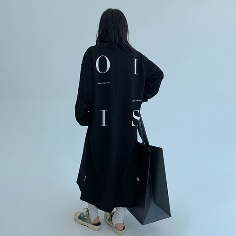 長袖 Aライン ミモレ スウェットワンピース L00299