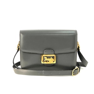 CELINE セリーヌ　馬車   ホースキャリッジ　レザー　ショルダーバッグ　グレー　vintage　ヴィンテージ　オールドセリーヌ   phtcrk