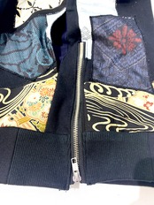 【hoodi30】 Remake Hoodie black・gray × kimono