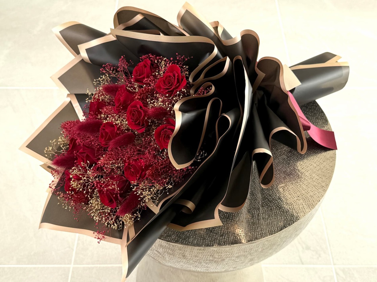 Crimson（クリムゾン）｜プロポーズブーケ／12本のプリザーブドローズ レッド - 3