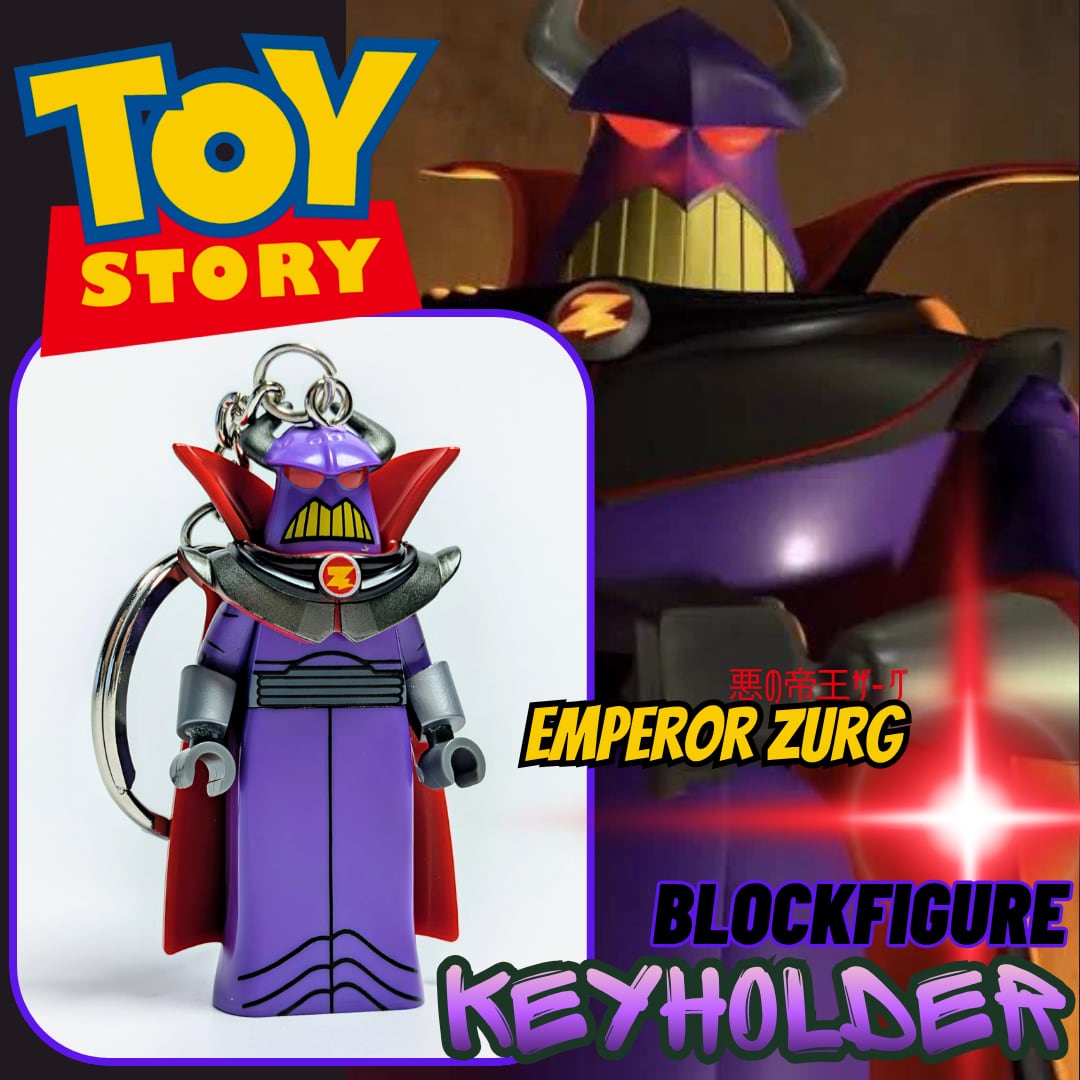 ★ブロックフィギュアキーホルダー★【トイ・ストーリー / TOY STORY 】悪の帝王ザーグ / トイストーリー〚アメリカン雑貨 アメトイ〛