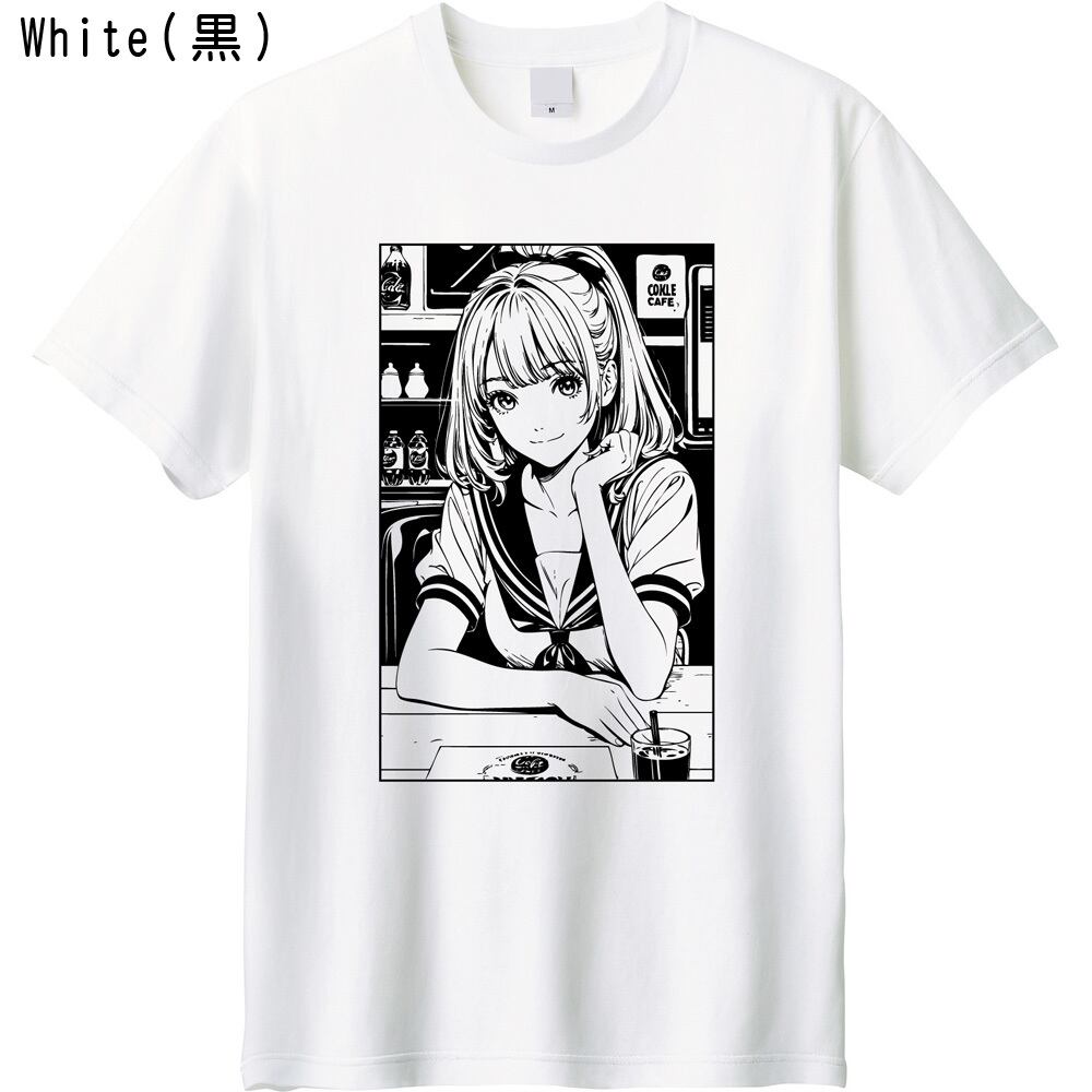 全5色/XXL】レトロ喫茶 セーラー服 Tシャツ｜アニメ風 女の子 イラスト
