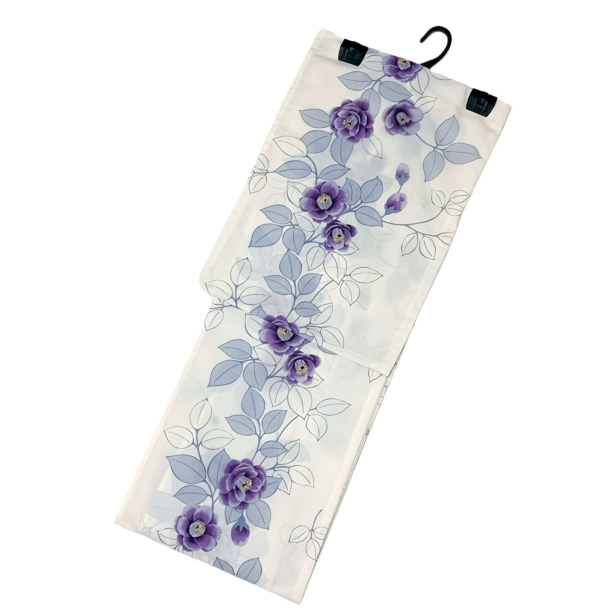 下駄なし　新作 浴衣ジェンヌ 浴衣5点セット アイボリー パープル 半幅帯 浴衣ジェンヌ 浴衣5点セット オフホワイト 紫 綿 ゆかた 半幅帯 浴衣