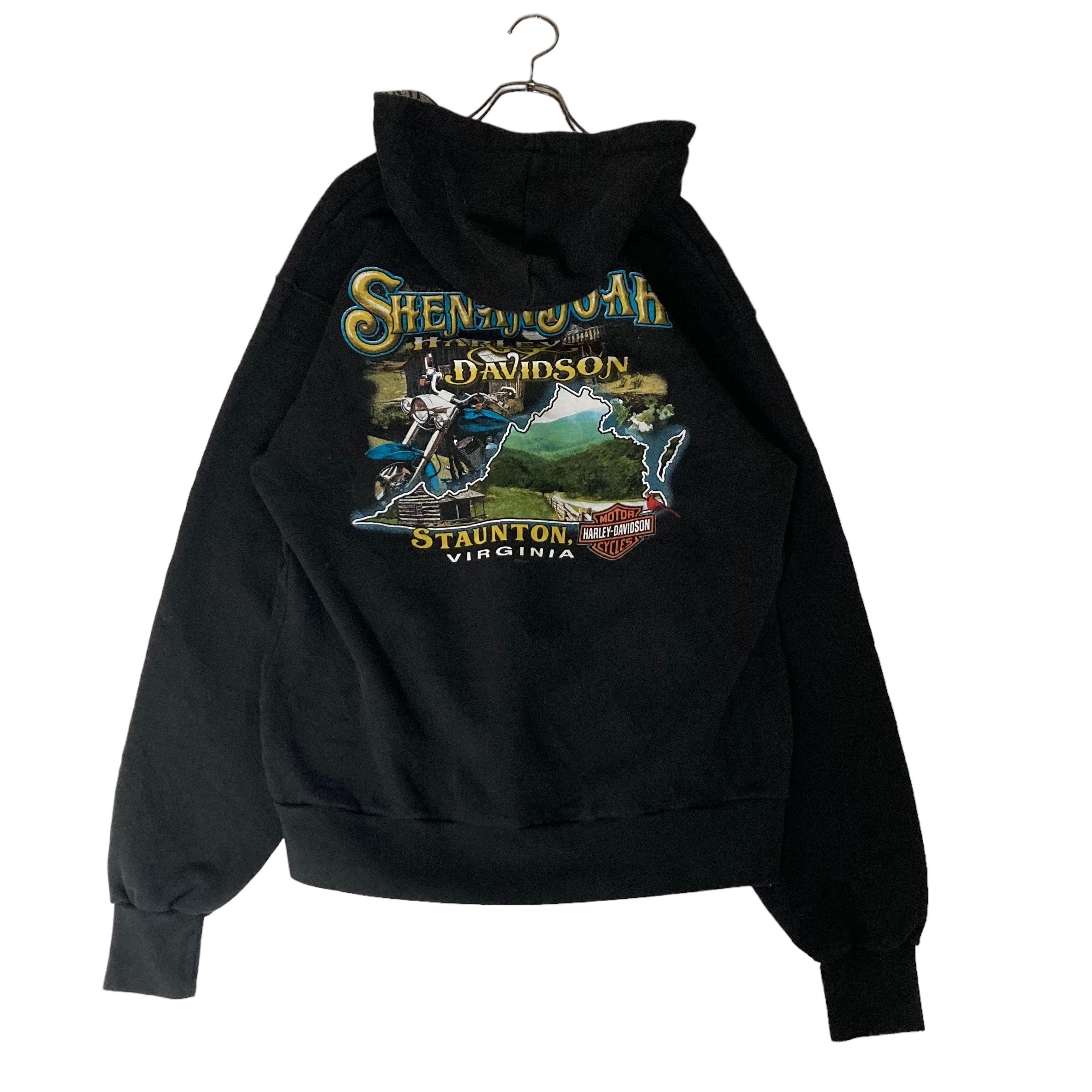 両面プリント】HARLEY DAVIDSON ハーフジップパーカー L