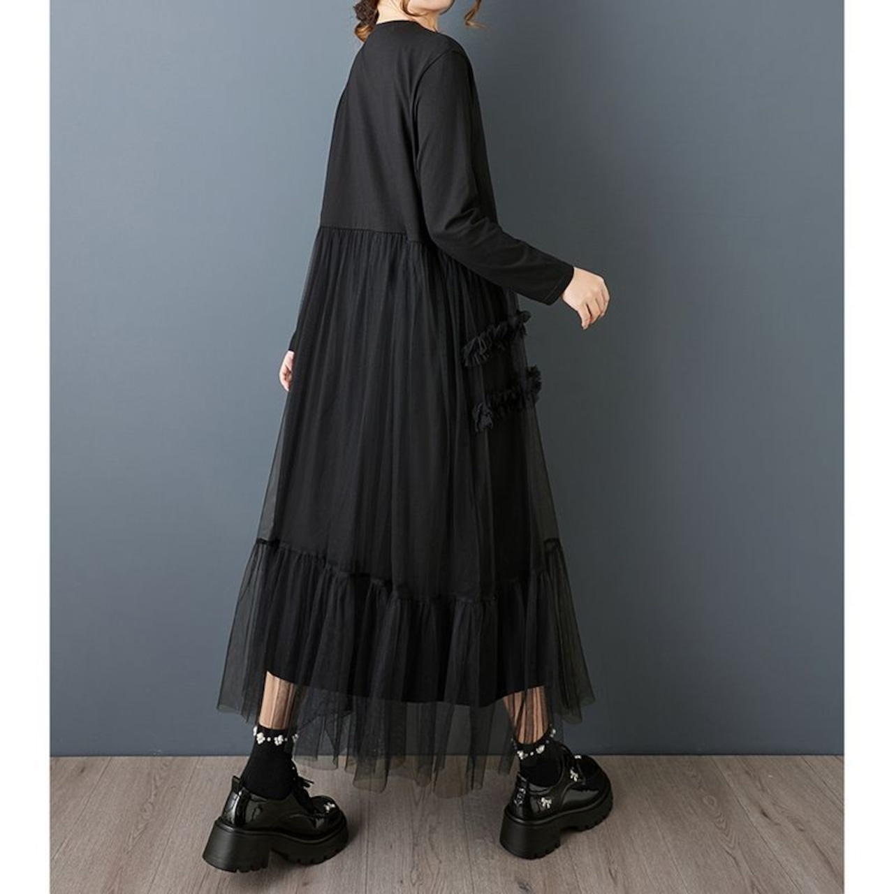 チュール 装飾 ワンピース 00327