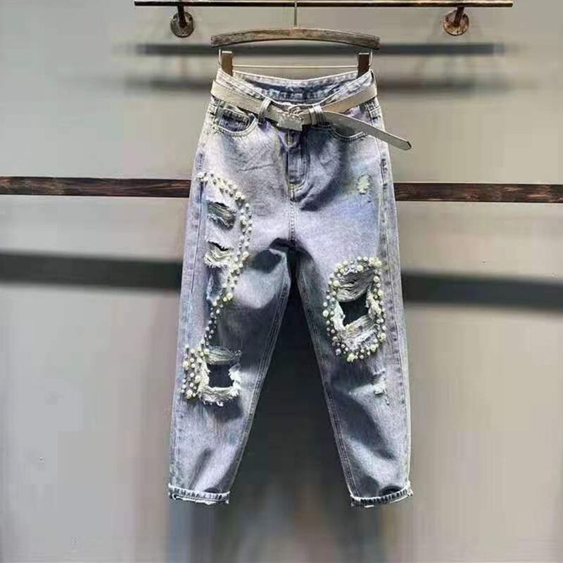 カジュアルハイウェストウェストスリムパンツ 大きめサイズ ヨーロピアン ミックスインファッション30521810839