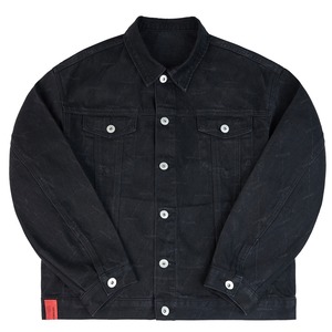 送料無料 【HIPANDA ハイパンダ】男女兼用 ロゴプリント デニムジャケット UNISEX LOGO PRINT DENIM JACKET / BLUE・BLACK