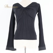 社交ダンス 衣装 チャコット Chacott ROYAL DANCE 日本製 トップス ブラウス カットソー ブラック系 黒 無地 長袖 伸縮 レッスン 練習着 ダンス パーティ 発表会 ブラック系