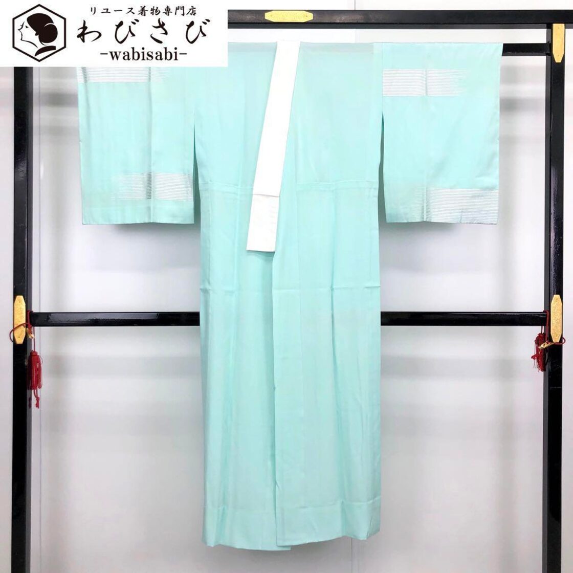 名古屋帯 紬 無地 紺桔梗色 O-4671 着物 きもの kimono 和服 和装 中古  