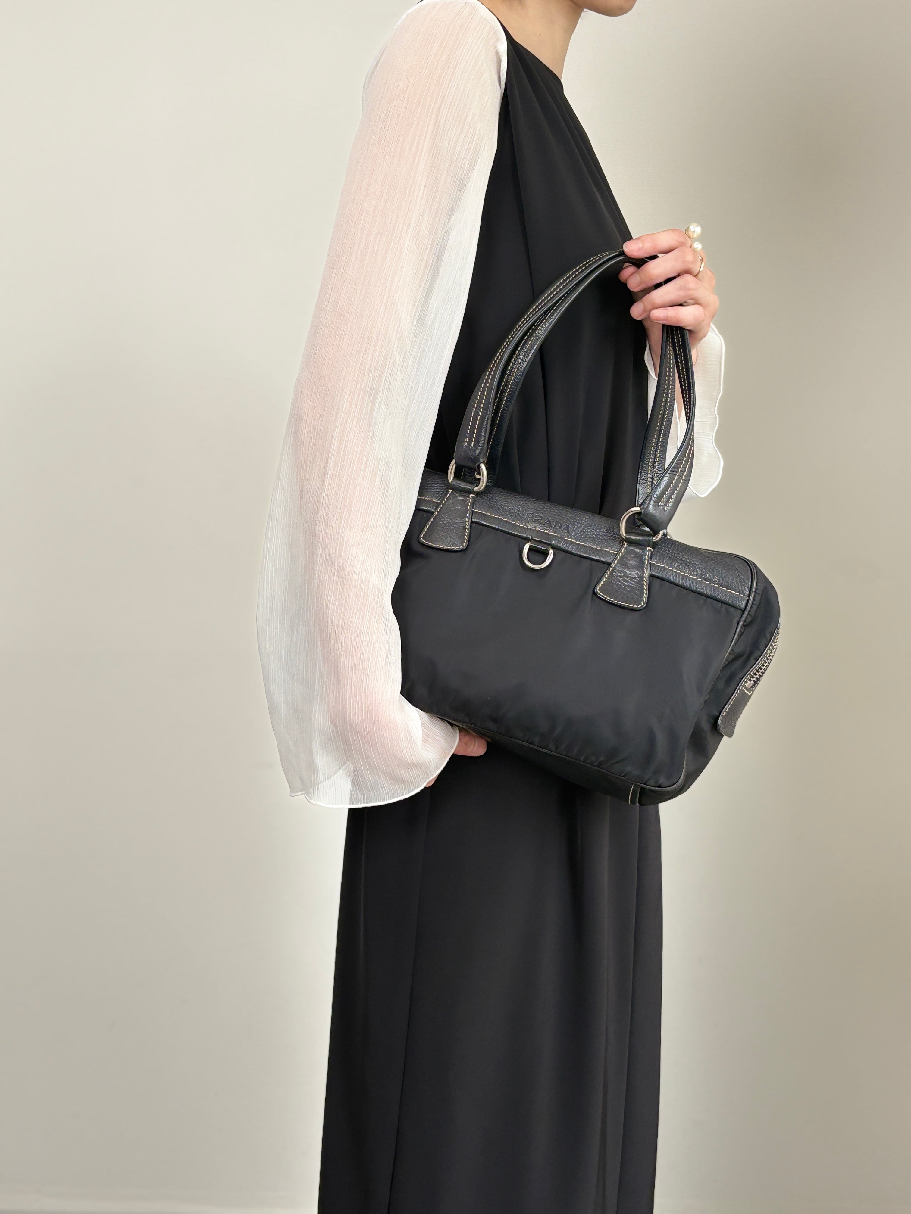 PRADA プラダ トートバッグ ブラック カデナ レザー ボストン vintage