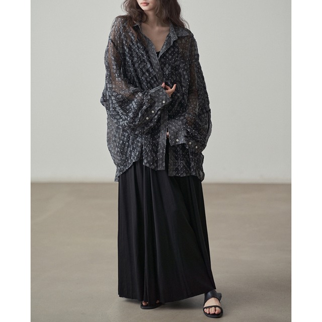 sheer print big shirt 10145
