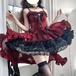 ゴスロリ♡チョーカー付きダークレッドワンピース　wanpi13　