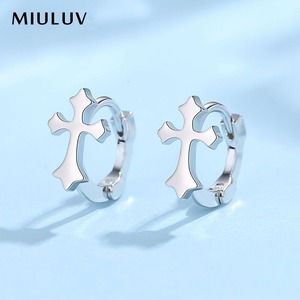 【MIULUV】 ピアス 片耳 クロス スターリングシルバー フープピアス シルバー925 アクセサリー DTC-624147972428