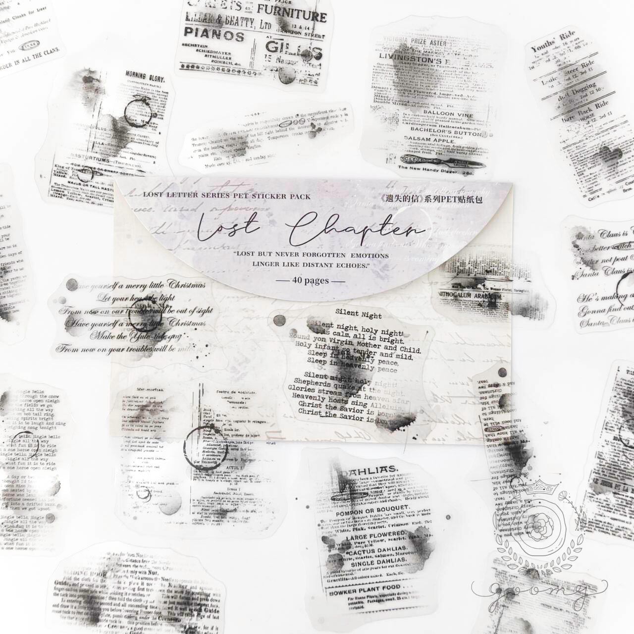 英字モノクロフレークシール 6 <S856>