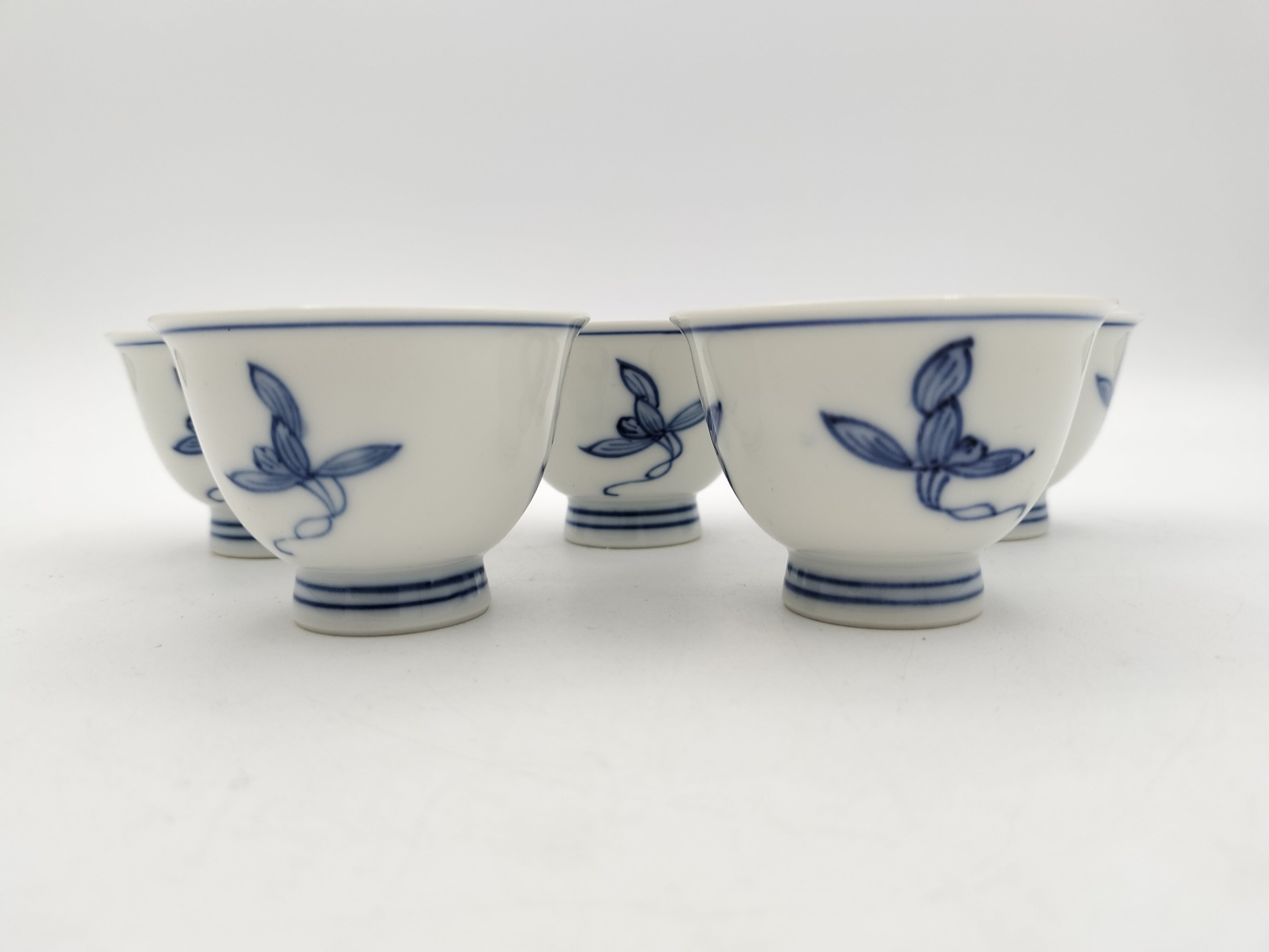 出物】煎茶 茶碗 5客セット 青ラン絵 山幸作 a954 | 有限会社いとお