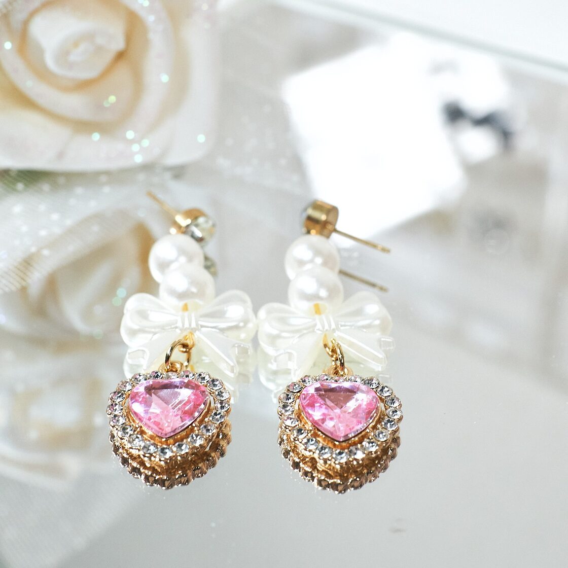 KS017】ピアス ハンドメイド オリジナル シルバー パール ピンク 