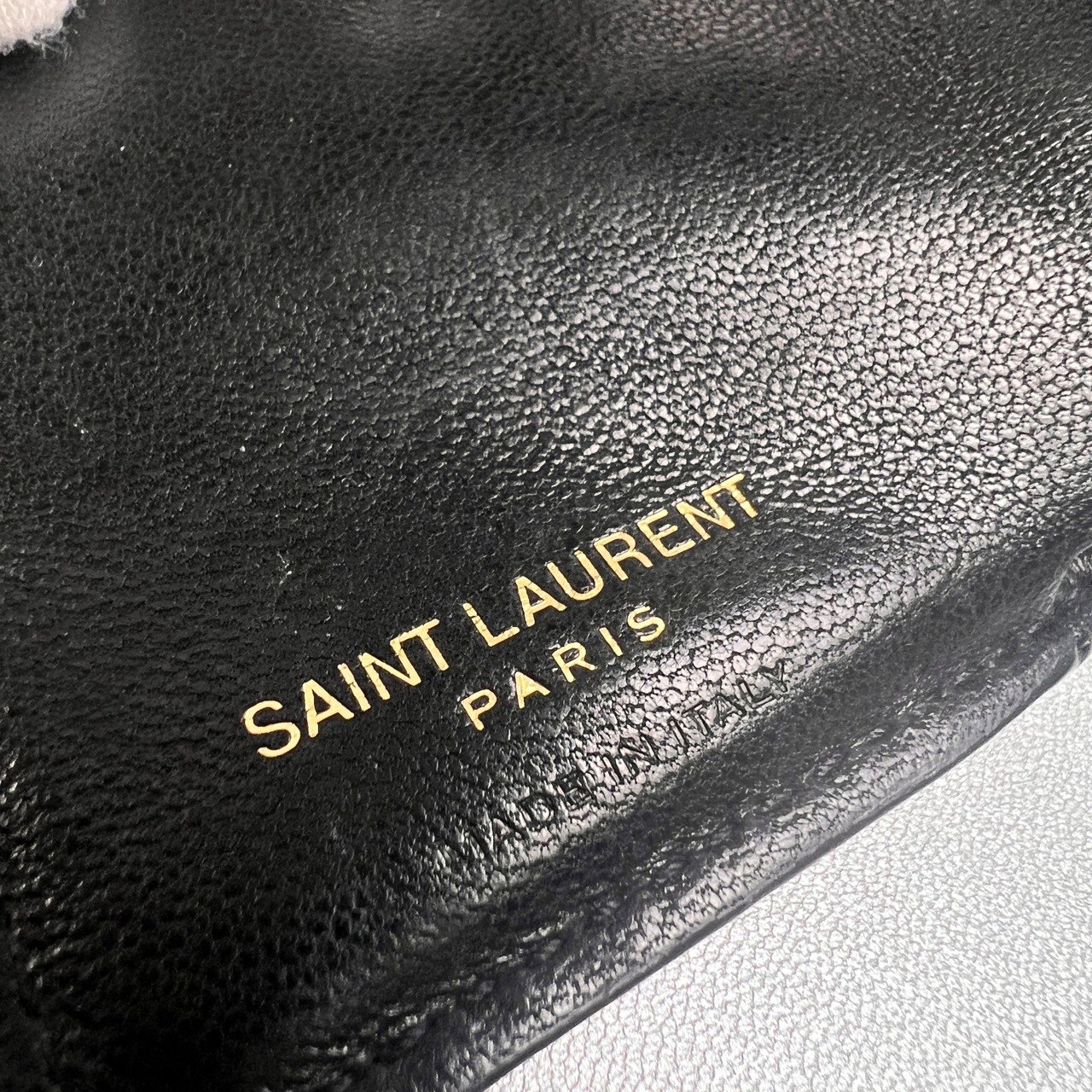 SAINT LAURENT サンローラン  YSL がま口 レザー 三つ折り財布 黒 A-12972