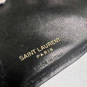 SAINT LAURENT サンローラン  YSL がま口 レザー 三つ折り財布 黒 A-12972
