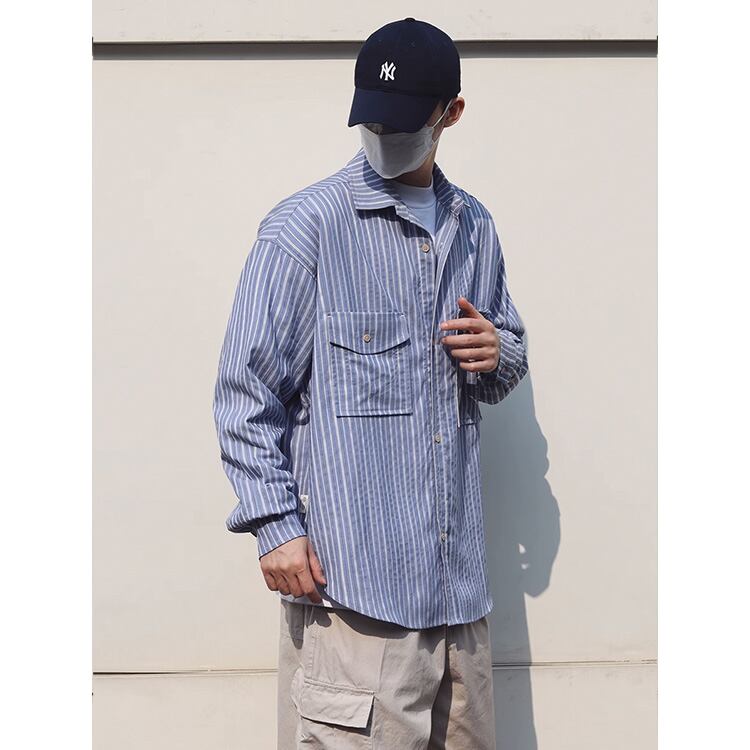 ★STRIPED RETRO WORK SHIRT　　　A0811