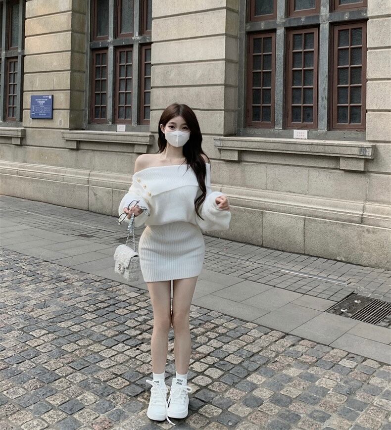 新品 2色選べられます オフショルダー ミニ丈 タイトワンピース ブラック