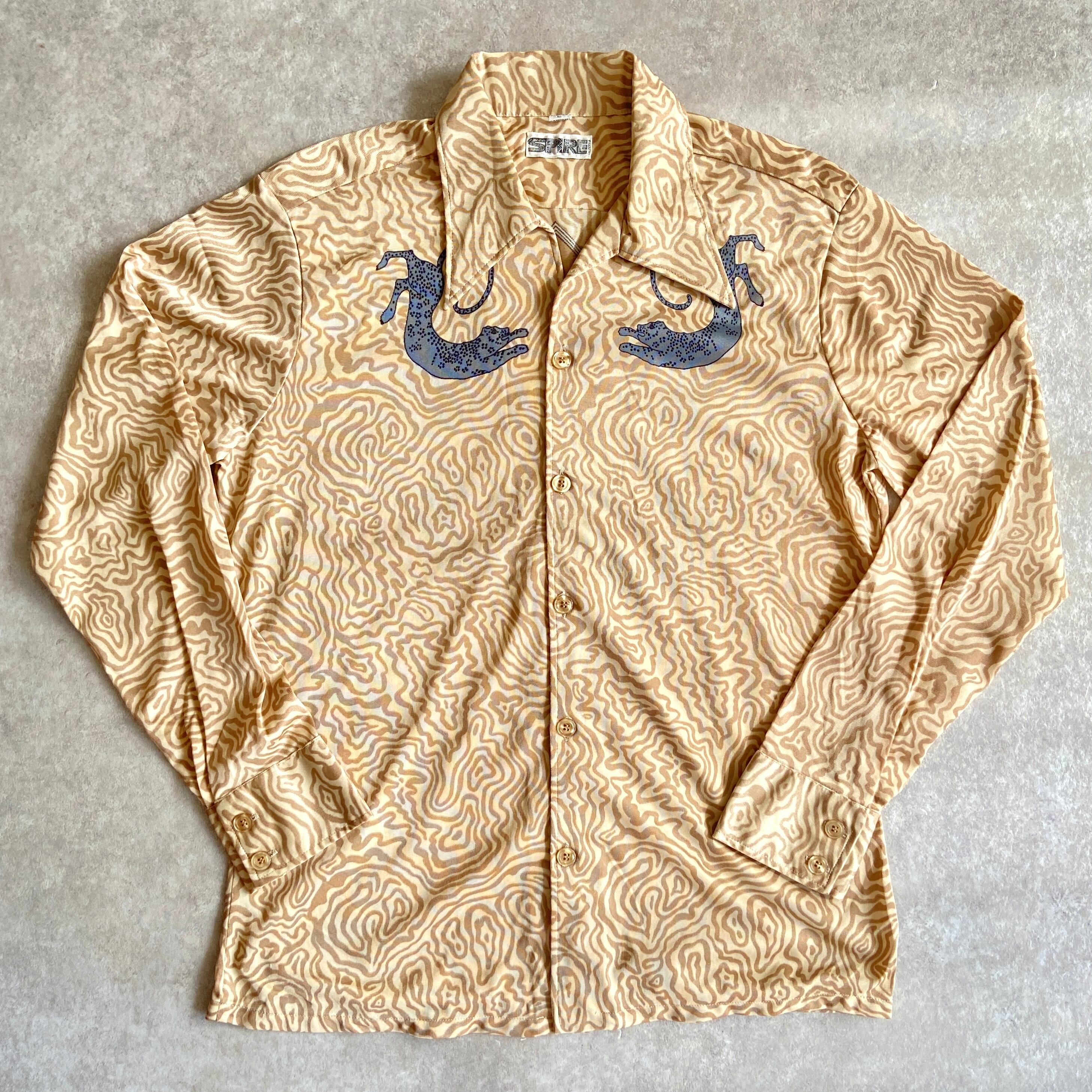 1970s L/S Leopard Shirt L H423